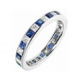 18k Channel-Set 1.00 Carat Diamond & Sapphire Eternity Band