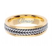 14k Gold 6mm Handmade Two Tone Wedding Ring 092 Almani