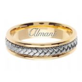 18k Gold 5.5mm Handmade Two Tone Wedding Ring 050 Almani