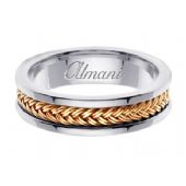 14k Gold 6mm Handmade Two Tone Wedding Ring 117 Almani
