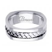 14K Gold 7.5mm Handmade Wedding Ring 059 Almani