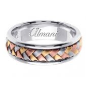 14k Gold 7mm Handmade Tri Color Wedding Ring 053 Almani