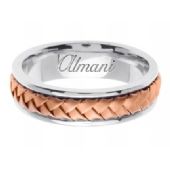 14k Gold 7mm Handmade Two Tone Wedding Ring 054 Almani