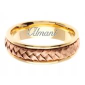14k Gold 7mm Handmade Two Tone Wedding Ring 055 Almani