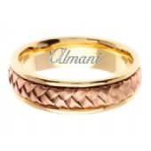 18K Gold 7mm Handmade Two Tone Wedding Ring 055 Almani