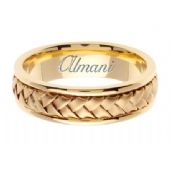 18K Gold 7mm Handmade Wedding Ring 056 Almani