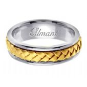 14k Gold 7mm Handmade Two Tone Wedding Ring 058 Almani