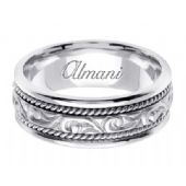 18K Gold 7mm Handmade Wedding Ring 069 Almani