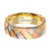 14k Gold 7mm Handmade Tri Color Wedding Ring 077 Almani