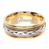 14k Gold 7mm Handmade Two Tone Wedding Ring 085 Almani