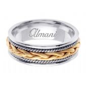 14k Gold 7mm Handmade Two Tone Wedding Ring 087 Almani