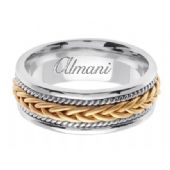 14k Gold 7mm Handmade Two Tone Wedding Ring 090 Almani