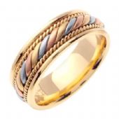 14k Gold 7mm Handmade Tri Color Wedding Ring 093 Almani