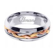 14k Gold 7mm Handmade Tri Color Wedding Ring 101 Almani