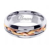 950 Platinum & 18K Gold 7mm Tri-Color Wedding Ring 101 Almani