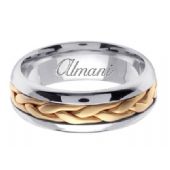 14k Gold 7mm Handmade Two Tone Wedding Ring 103 Almani