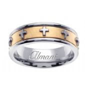 14k Gold 7mm Handmade Two Tone Wedding Ring 106 Almani