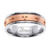 14k Gold 7mm Handmade Two Tone Wedding Ring 107 Almani