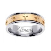 18K Gold 7mm Handmade Two Tone Wedding Ring 109 Almani