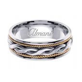 18K Gold 7mm Handmade Two Tone Wedding Ring 116 Almani