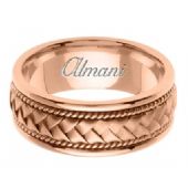 14K Gold 8.5mm Handmade Wedding Ring 040 Almani