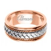 14k Gold 8.5mm Handmade Two Tone Wedding Ring 041 Almani