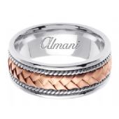 14k Gold 8.5mm Handmade Two Tone Wedding Ring 043 Almani