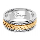 950 Platinum & 18K Gold 8.5mm Handmade Two-Tone Wedding Ring 046 Almani