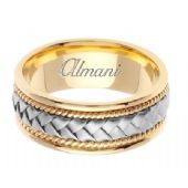 14k Gold 8.5mm Handmade Two Tone Wedding Ring 047 Almani