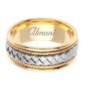 18k Gold 8.5mm Handmade Two-Tone Wedding Ring 047 Almani