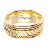 14K Gold 8.5mm Handmade Wedding Ring 048 Almani