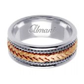 14k Gold 8mm Handmade Two Tone Wedding Ring 052 Almani