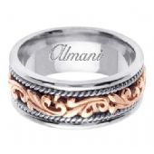 14k Gold 9mm Handmade Two Tone Wedding Ring 062 Almani