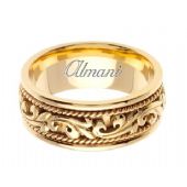 18K Gold 9mm Handmade Wedding Ring 065 Almani