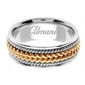 18K Gold 8mm Handmade Two Tone Wedding Ring 066 Almani
