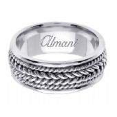 14K Gold 8mm Handmade Wedding Ring 067 Almani