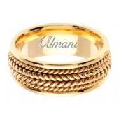 18K Gold 8mm Handmade Wedding Ring 068 Almani