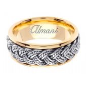 14k Gold 8mm Handmade Two Tone Wedding Ring 072 Almani