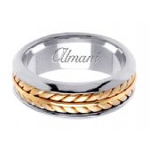 14k Gold 8mm Handmade Two Tone Wedding Ring 098 Almani