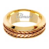 18K Gold 8mm Handmade Two Tone Wedding Ring 100 Almani