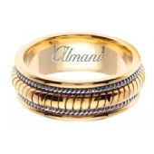 14k Gold 8mm Handmade Two Tone Wedding Ring 110 Almani