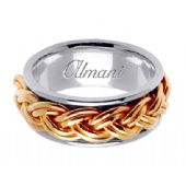 14k Gold 10mm Handmade Two Tone Wedding Ring 112 Almani