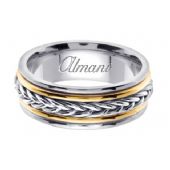 18K Gold 8mm Handmade Two Tone Wedding Ring 114 Almani