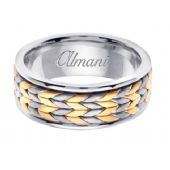 14k Gold 8mm Handmade Two Tone Wedding Ring 118 Almani