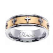 950 Platinum & 18K Gold 7mm Two Tone Wedding Ring 106 Almani