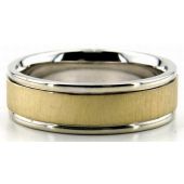 950 Platinum & 18K Gold 6.5mm Flat Wedding Bands Rings Comfort Fit 200