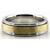 950 Platinum & 18K Gold 6.5mm Rough Finish Wedding Bands Rings 201