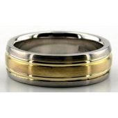 950 Platinum & 18K Gold 7mm Layered Wedding Bands Comfort Fit 203