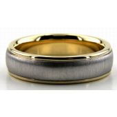 950 Platinum & 18K Gold Traditional 6mm Wedding Rings Comfort Fit 210