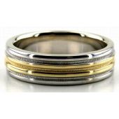 950 Platinum & 18K Gold Four Channels Two Tone 6mm Wedding Bands 212
